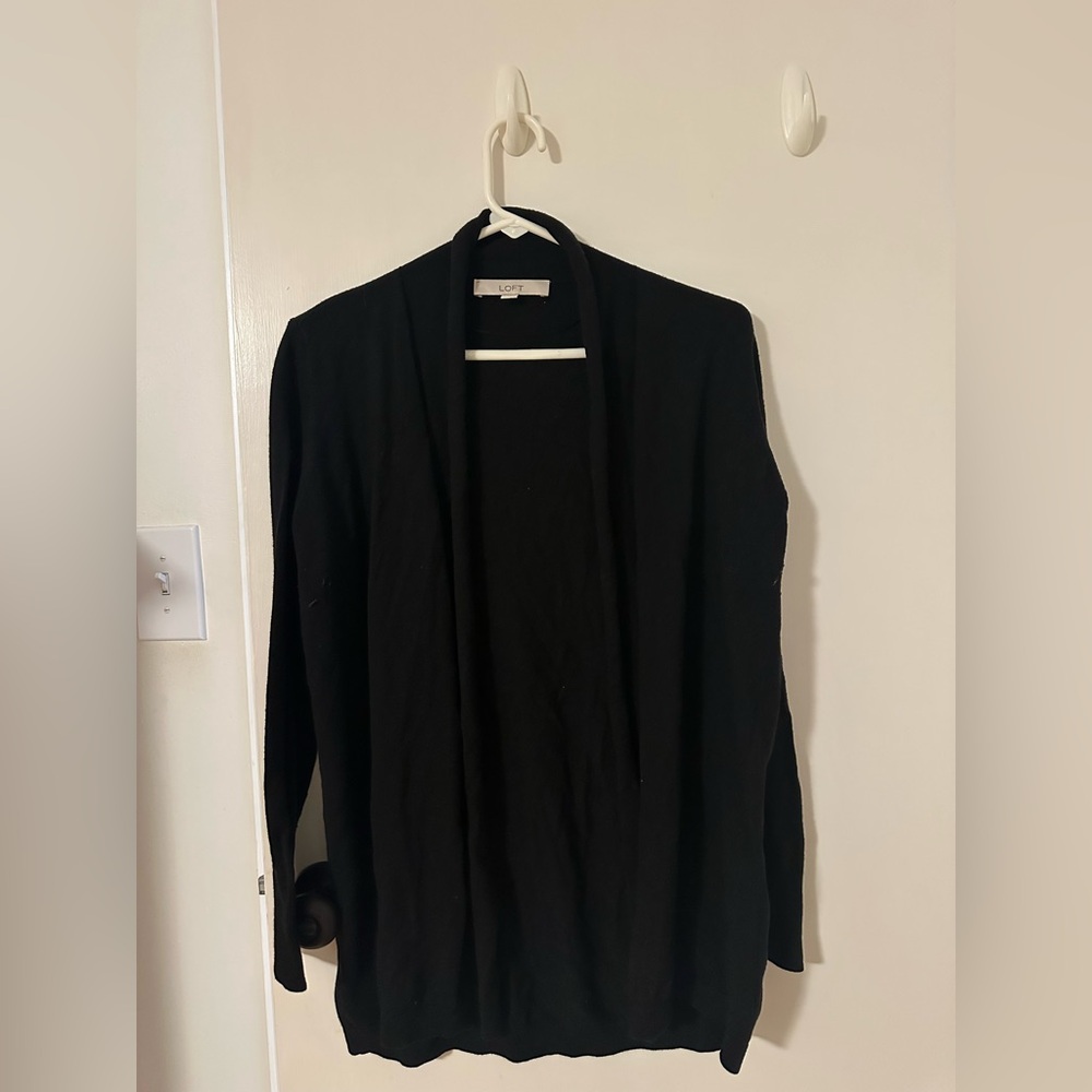 Great basic for closet! Black drapey LOFT cardigan.